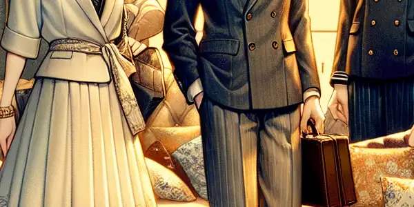 Three characters in alluring outfits: office lady, sailor, and nurse, set in a cozy, intimate lounge.